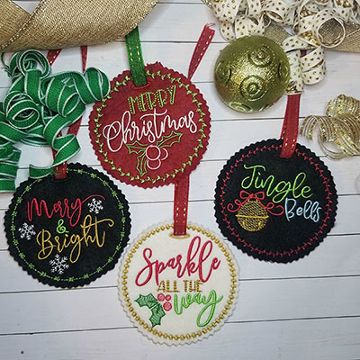 in the hoop embroidery bag tag set